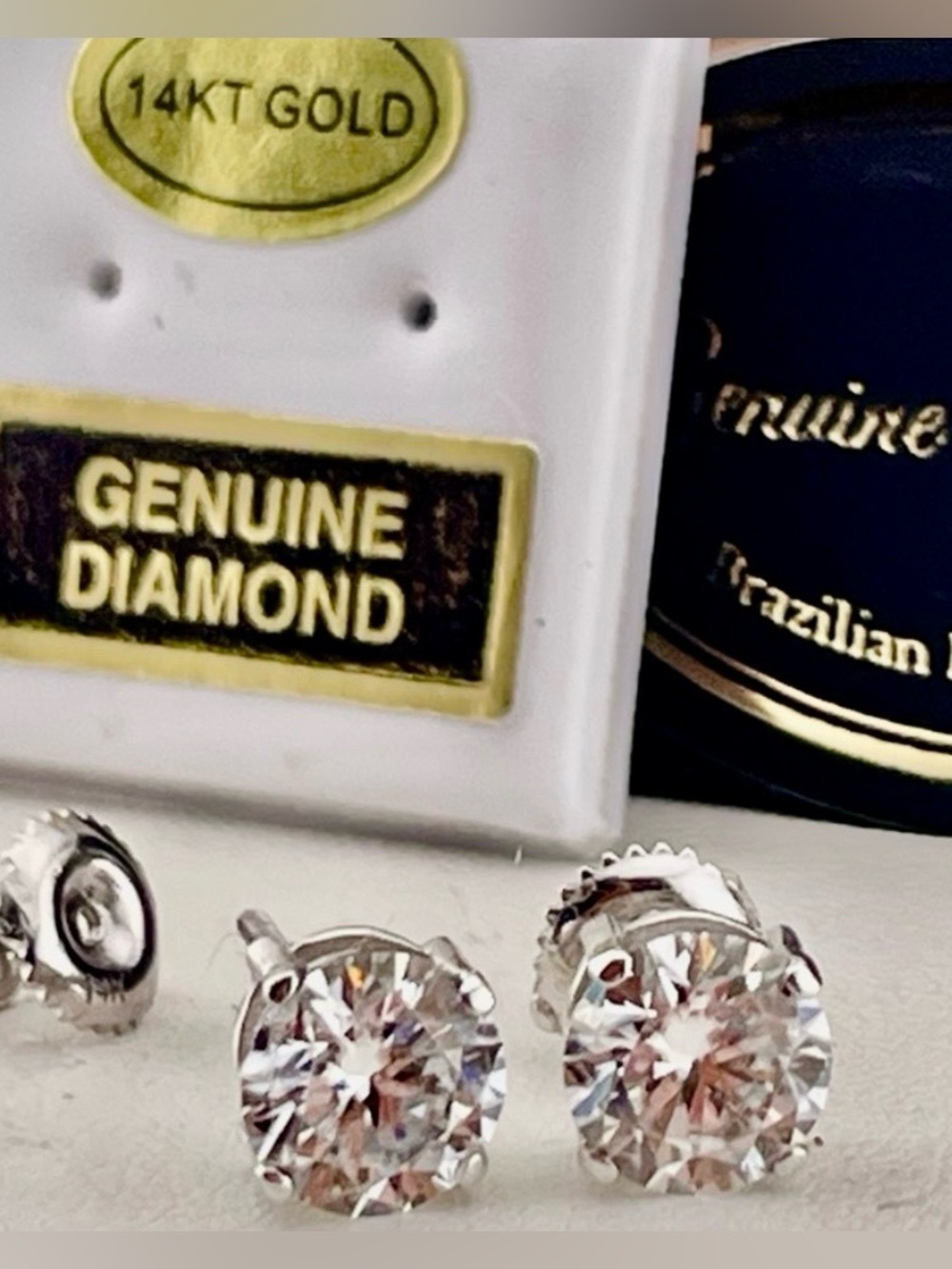 1ct 14K screw Diamond Pair. .50ct each 1/2ct each white Gold